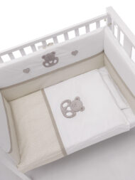 Lettino Co-Sleeping Erbesi MINI Charly Bianco Tortora + Rivestimento Tessile - immagine 2